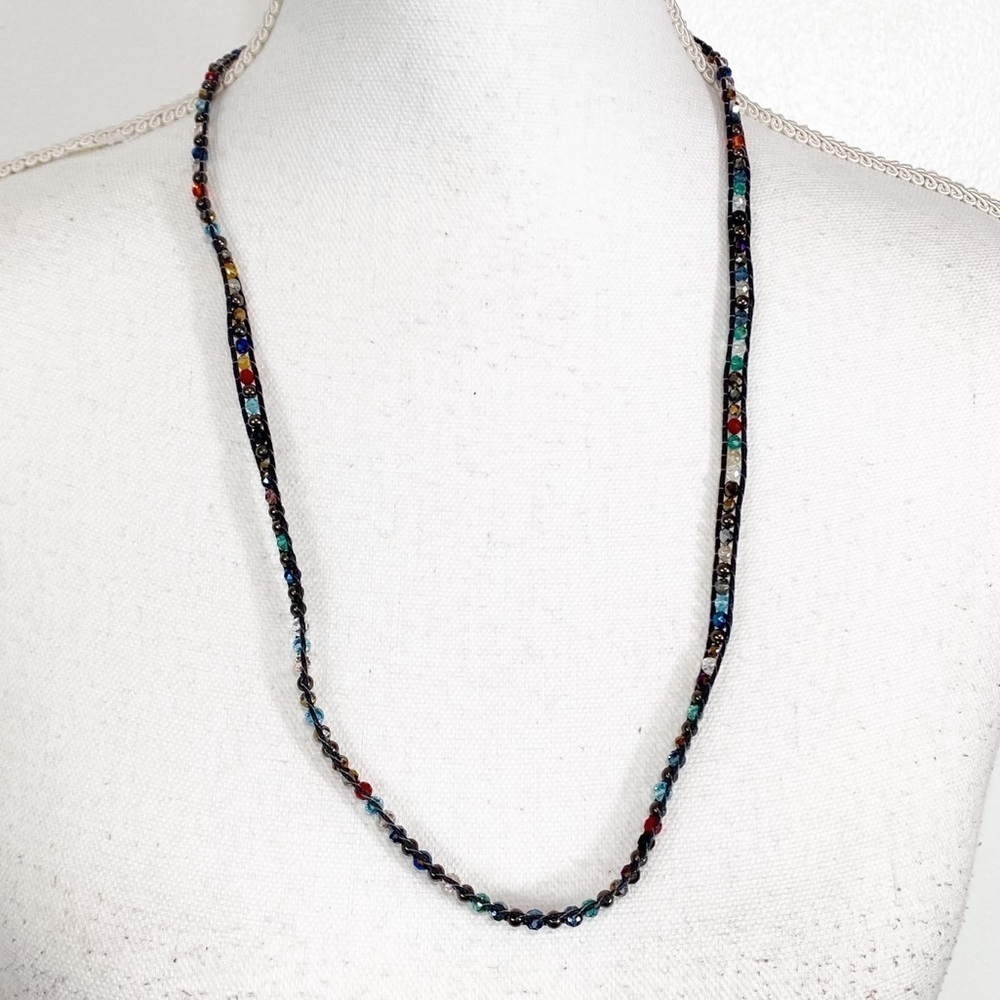 Necklace Multicolored Beads Black Rope Necklace